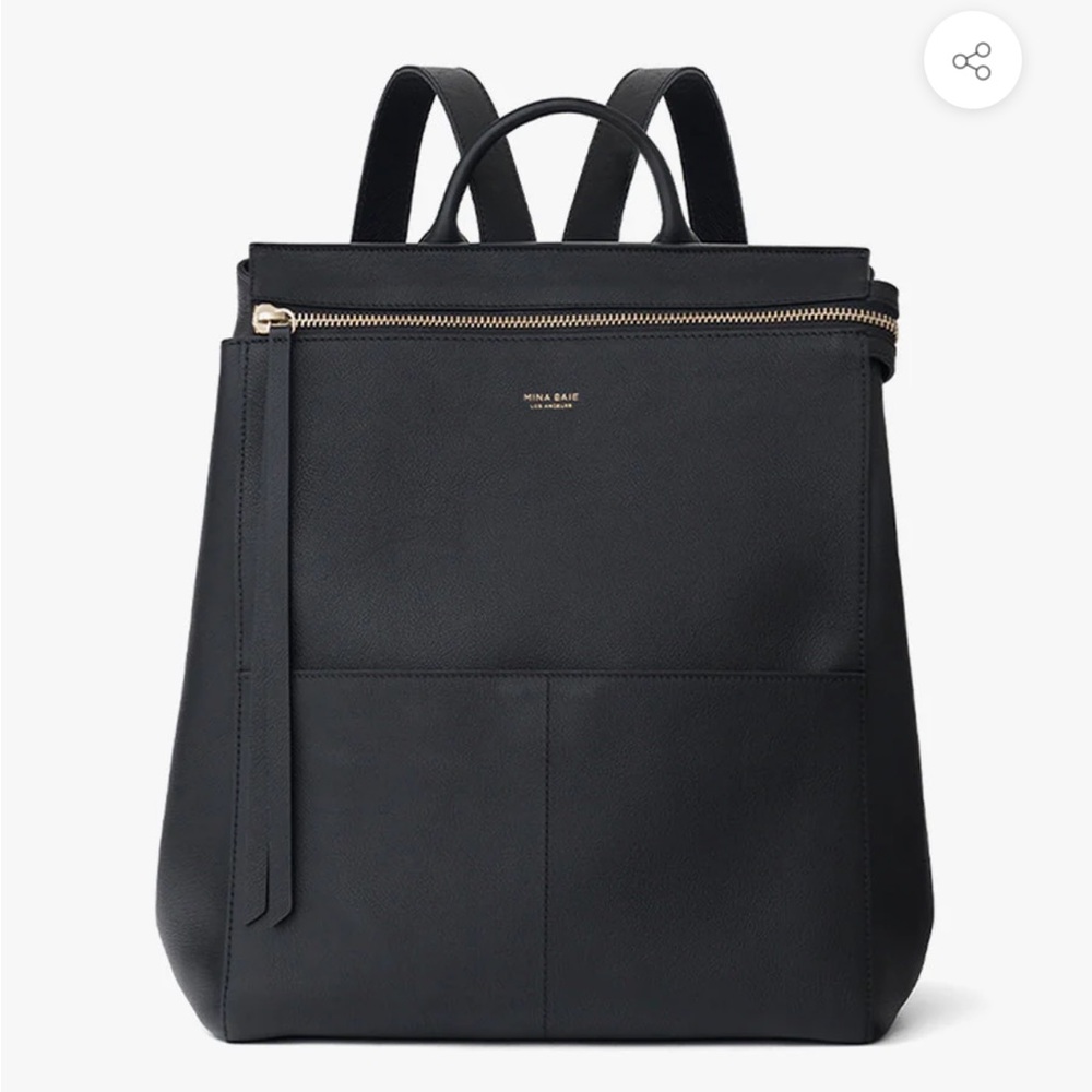 Mina Baie Harper Backpack (Leather) Black/Gold